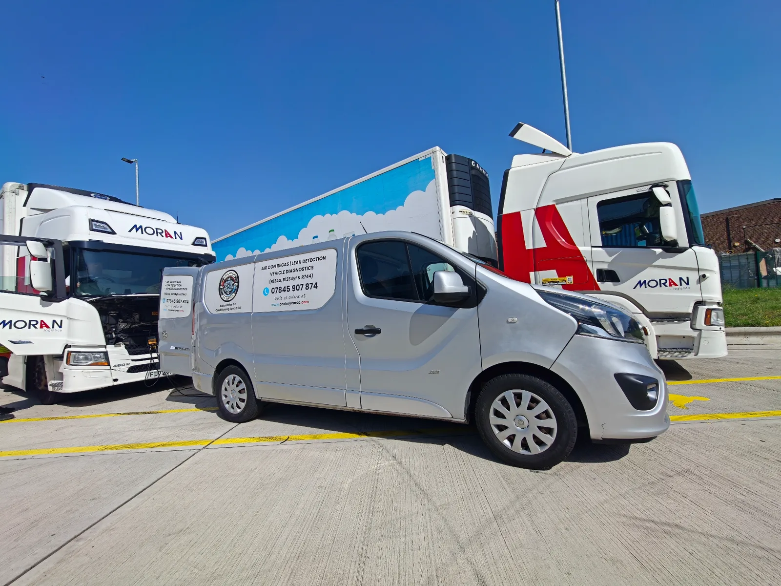 Cool My Car AC service van attending a commercial fleet depot