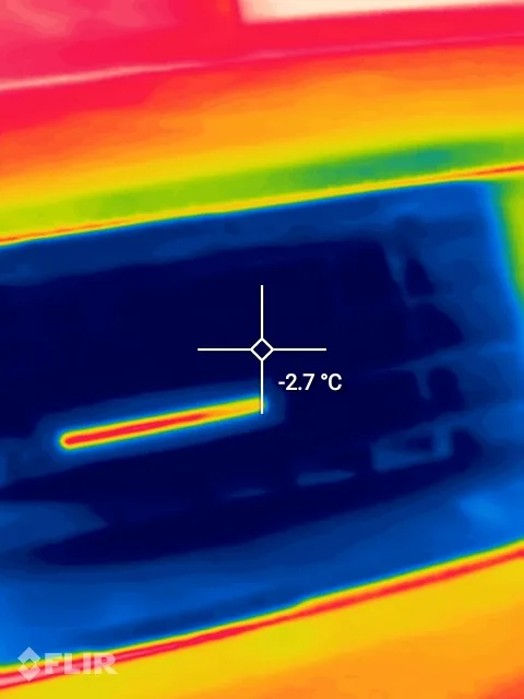 Thermal imaging temperature reading during vehicle air-conditioning testing 2